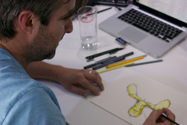 Think!Creative employee illustrating our very own Bruce the moose