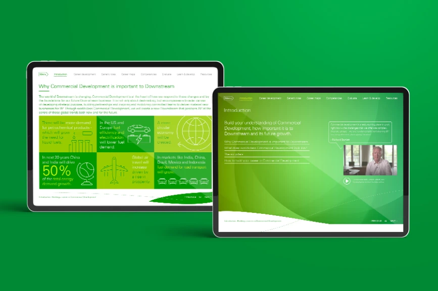 BP Commercial Development Capability interactive PDF on tablet
