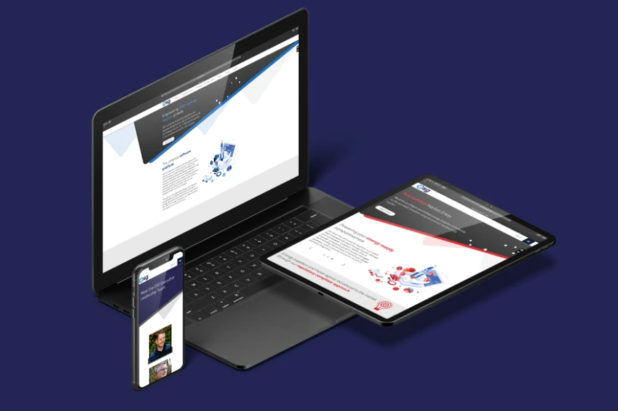 ESG responsive website design on laptop, tablet & mobile