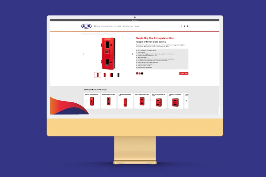 Jonesco responsive website product page design on desktop